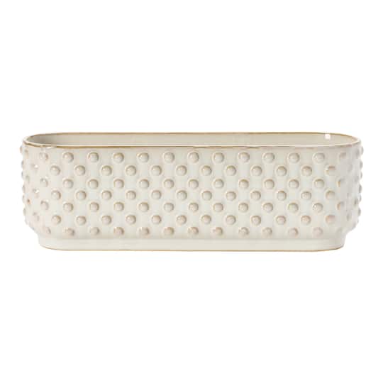Hello Honey® 15" White Stoneware 3 Section Window Planter
